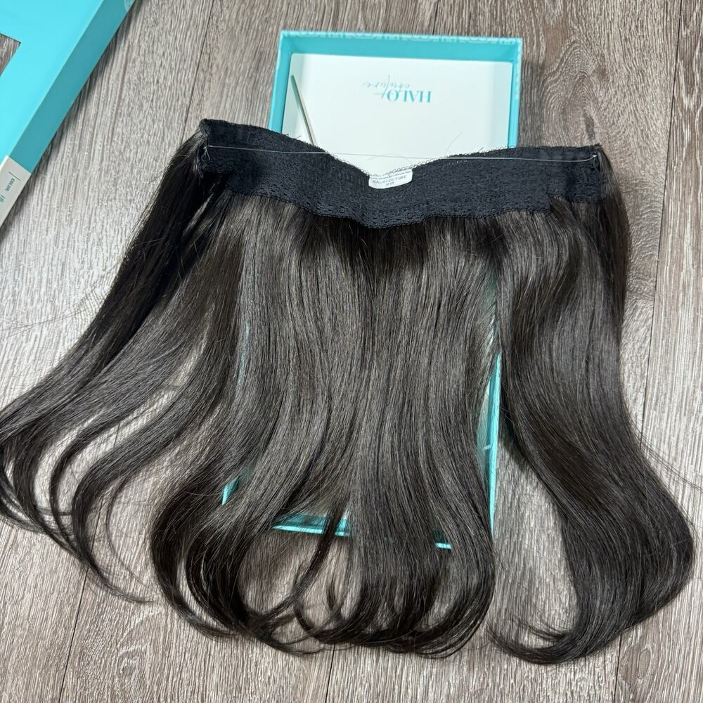 HALO COUTURE Original HALO EXTENSIONS 12in Color #1B; Dark Brown and beautiful. - Picture 12 of 14